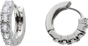 Creolen Silber 925 weiße Brillant Synthesen ca. 1,45ct. rhodiniert