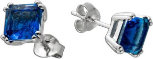 Ohrstecker Silber 925 dunkelblaue Zirkonia