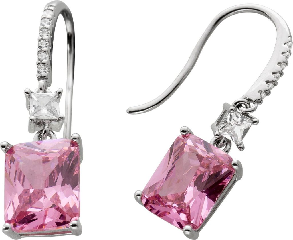 Ohrhänger Silber 925 pinke weisse Zirkonia