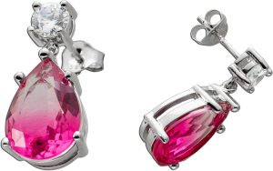 Ohrstecker Silber 925 pinke weisse Zirkonia