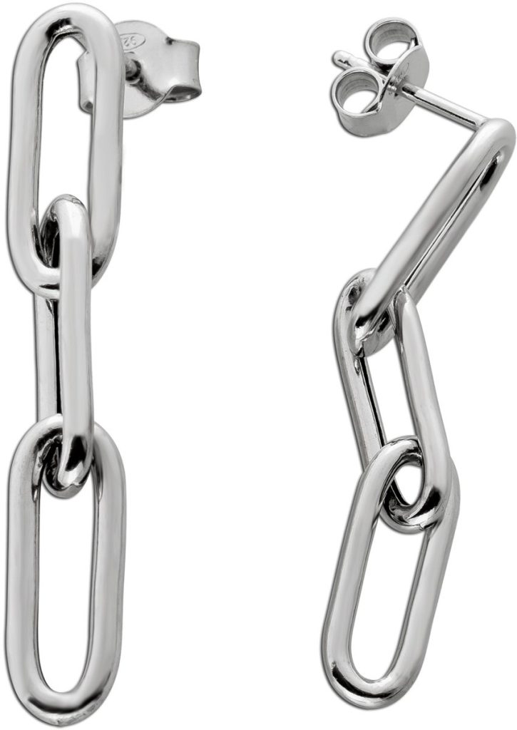 Paperclip Ohrstecker Silber 925 rhdodiniert