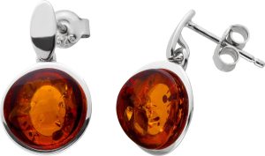 Bernstein Ohrhänger Sterling Silber 925 2 cognac braune Edelsteine