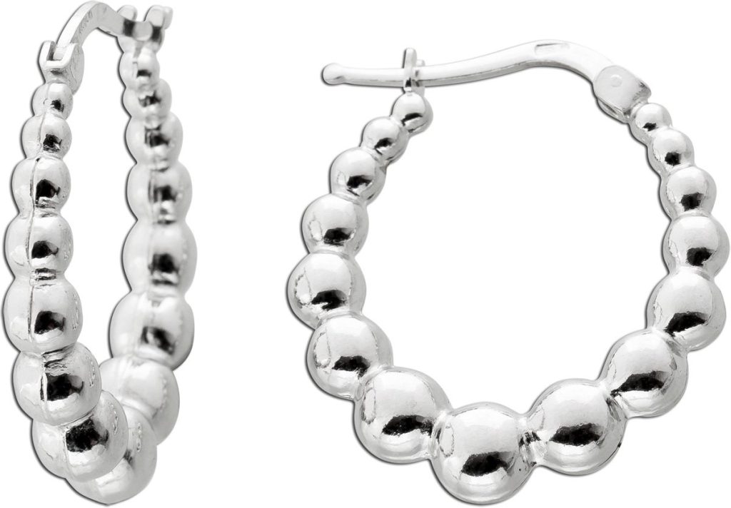 Kugel Creolen in Silber 925rhodiniert halbmassiv