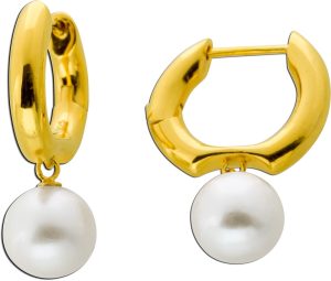 Creolen Silber 925 1 Micron vergoldet weiss Süßwasserzuchtperlen 10mm