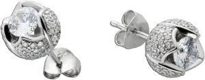 Ohrstecker Rose Silber 925 weisse Zirkonia Blüte