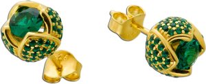 Rosen Ohrstecker Silber vergoldet grüne Zirkonia
