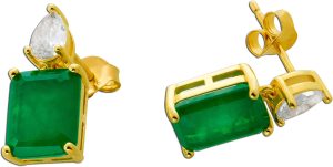 Ohrstecker Silber 925 Vergoldet grüne weisse Zirkonia