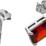 Ohrstecker Silber 925 rote weisse Zirkonia