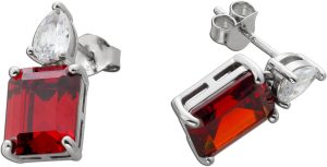 Ohrstecker Silber 925 rote weisse Zirkonia