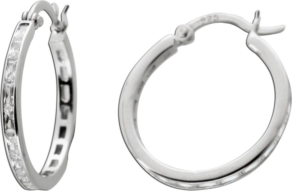 Creolen Hoops Silber 925 klare Zirkonia