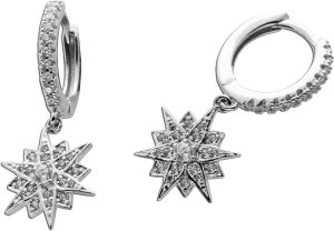 Stern Creolen Silber 925 weisse Zirkonia