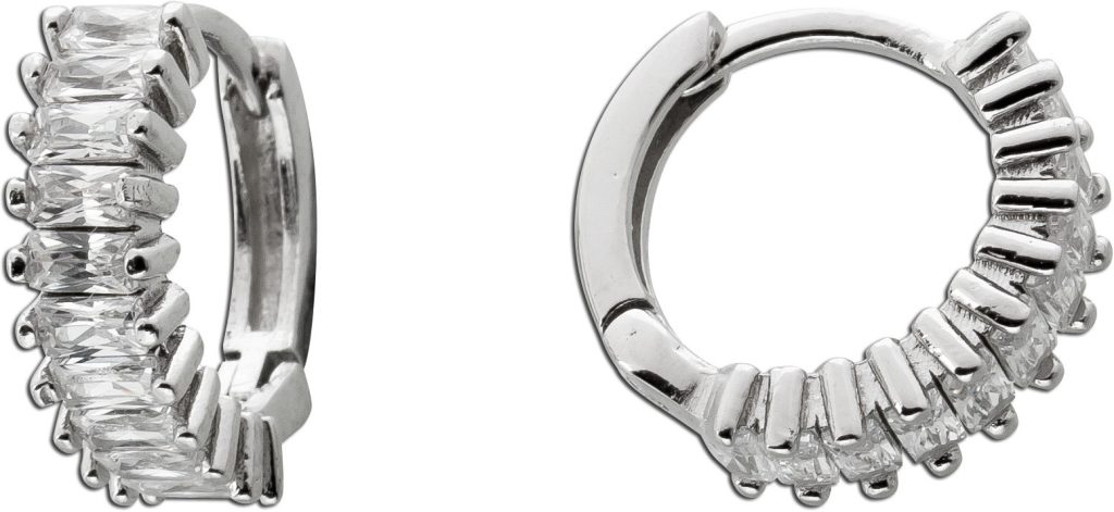 Creolen Silber 925 klare Zirkonia Steine