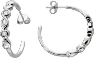 Ohrstecker Halbcreolen Silber 925 weisse Zirkonia Diamantlook