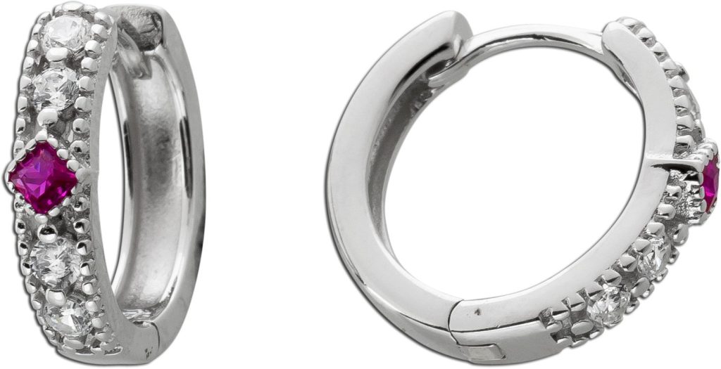 Creolen Sterling Silber 925 rote weiße Zirkonia
