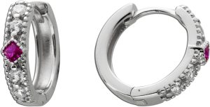 Creolen Sterling Silber 925 rote weiße Zirkonia