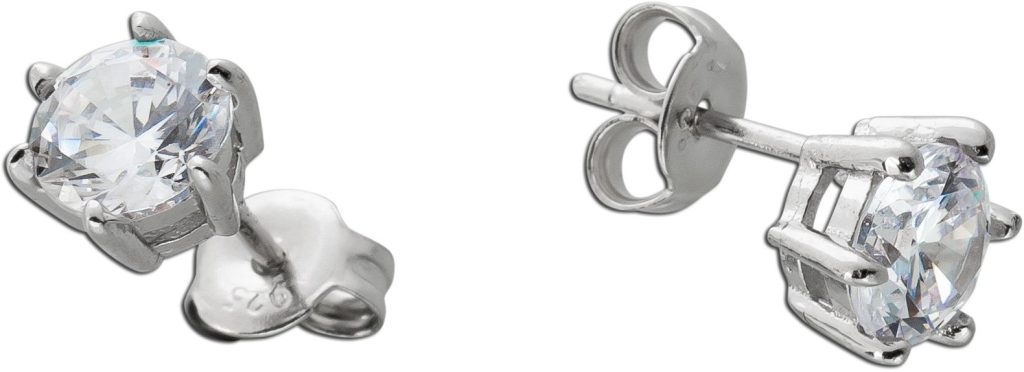 Solitär Ohrstecker Sterling Silber 925 weiße Zirkonia Steine