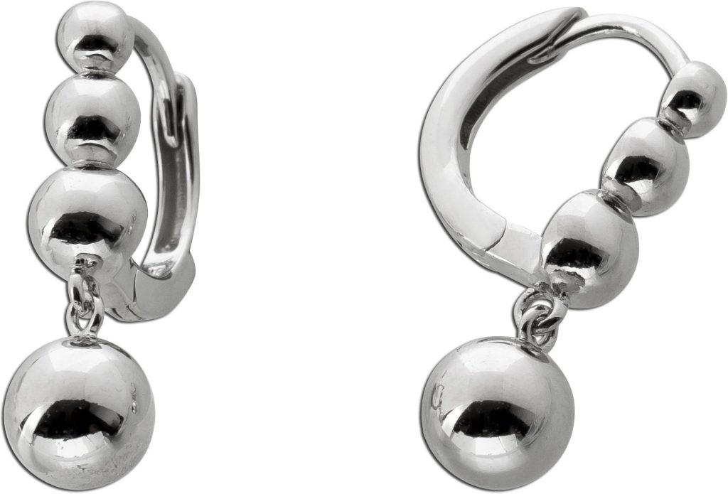 Kugel Ohrhänger Creolen Silber 925 Weißgoldlook