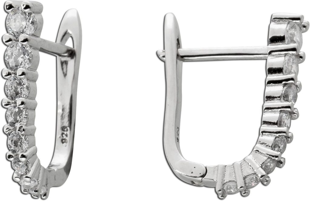 Creolen Ohrringe Sterling Silber 925 weiße Zirkonia