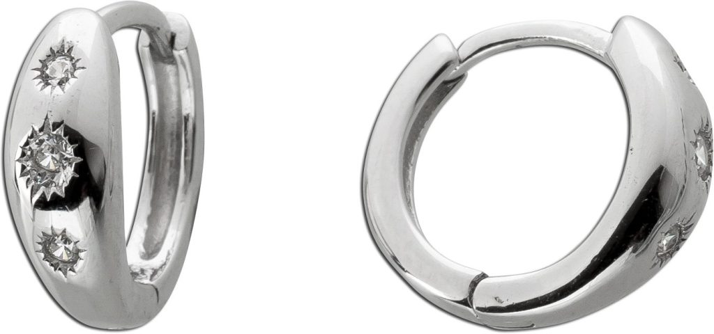 Creolen Sterling Silber 925 6 weiße Zirkonia