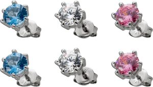 Ohrstecker Set 3 teilig Silber 925 bunte Zirkonia