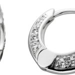 Creolen Ohrringe Silber 925 weiße Zirkonia Steine Brillantlook