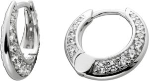 Creolen Ohrringe Silber 925 weiße Zirkonia Steine Brillantlook