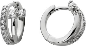 Ohrringe Creolen Silber 925 weiße Zirkonia Steine Brillantlook