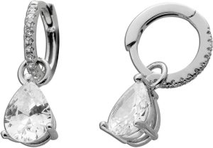 Ohrhänger Creolen Silber 925 weiße Zirkonia Steine Brillantlook
