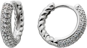Creolen Ohrringe Silber 925 weiße Zirkonia Steine Diamantlook