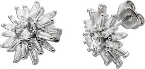 Sonnen Ohrstecker Silber 925 weiße Zirkonia Steine