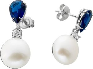 Ohrstecker Silber 925 Süswasserperlen blaue weisse Zikonia