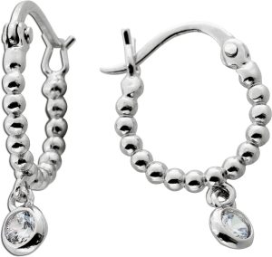 Kugel Creolen Ohrhänger Silber 9252 weiße Zirkonia Steine