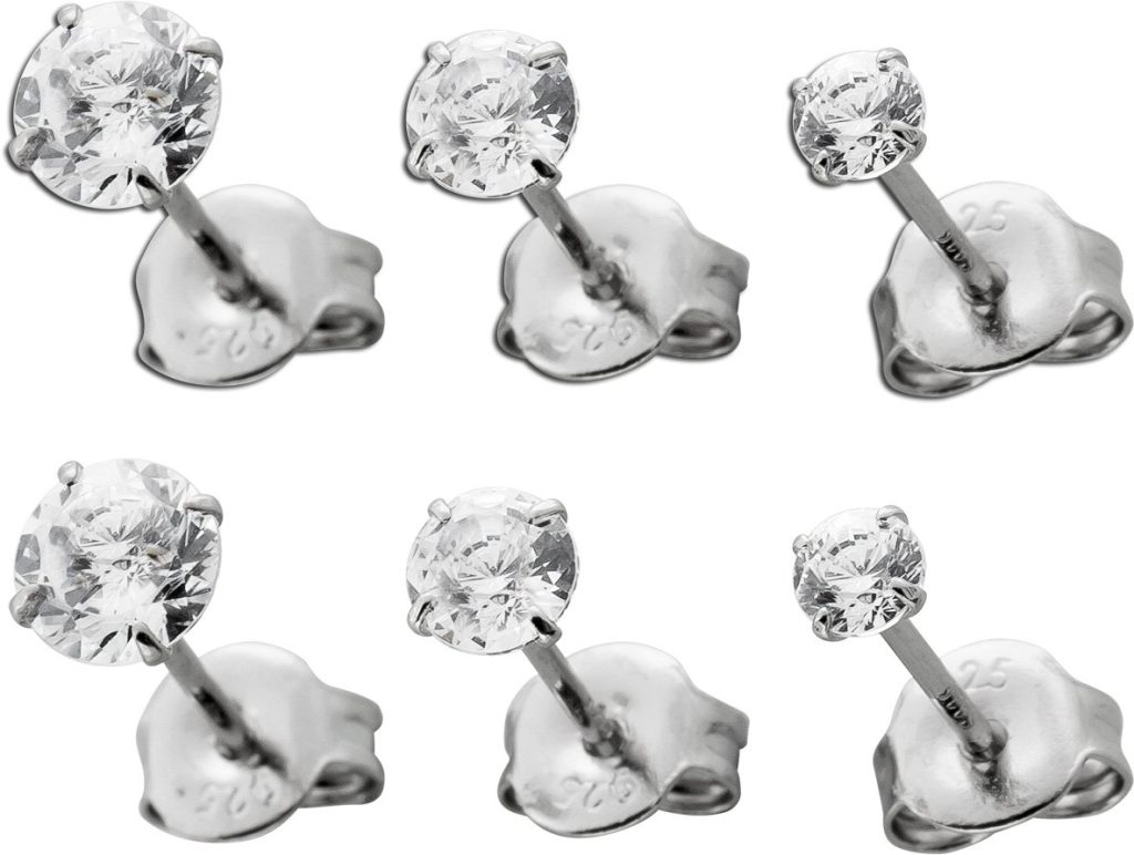 Ohrstecker Set Silber 925 weiße Zikronia Steine Brillantlook
