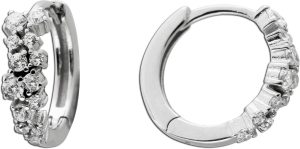 Ohrringe Creolen Silber 925 weiße Zirkonia Steine Diamantlook