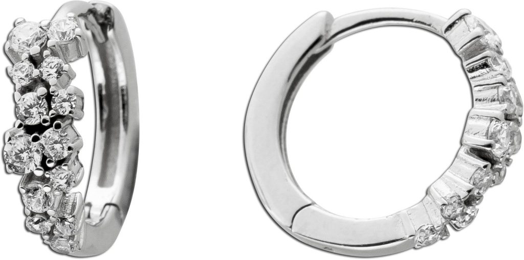 Ohrringe Creolen Silber 925 weiße Zirkonia Steine Diamantlook