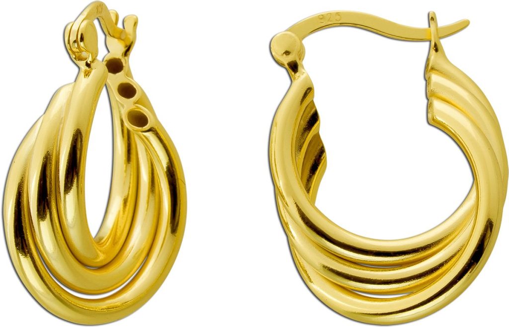 Creolen Silber 925 Gelbgold vergoldet Klapp Scharnier