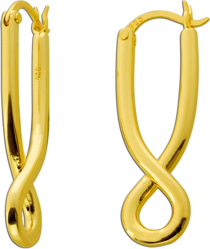 Infinity Endless Ohrrringe Creolen Silber 925 Gelbgold vergoldet