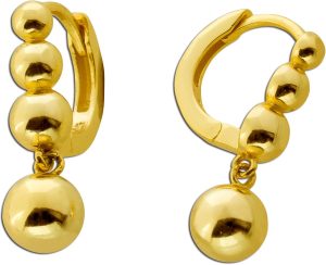 Kugel Ohrringe Creolen Silber 925 Gelbgold vergoldet