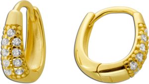 Creolen Ohrringe Silber 925 Gelbgold vergoldet weiße Zirkonia Steine