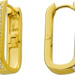 Creolen Hoops Ohrringe Silber 925 Gelbgold vergoldet weiße Zirkonia