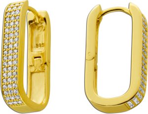 Creolen Hoops Ohrringe Silber 925 Gelbgold vergoldet weiße Zirkonia