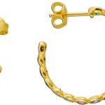 Rainbow Creolen Ohrsteker Silber 925 Gelbgold vergoldet bunte Zirkonia