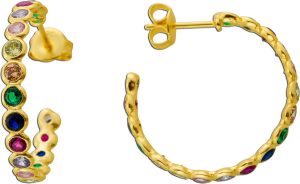 Rainbow Creolen Ohrsteker Silber 925 Gelbgold vergoldet bunte Zirkonia