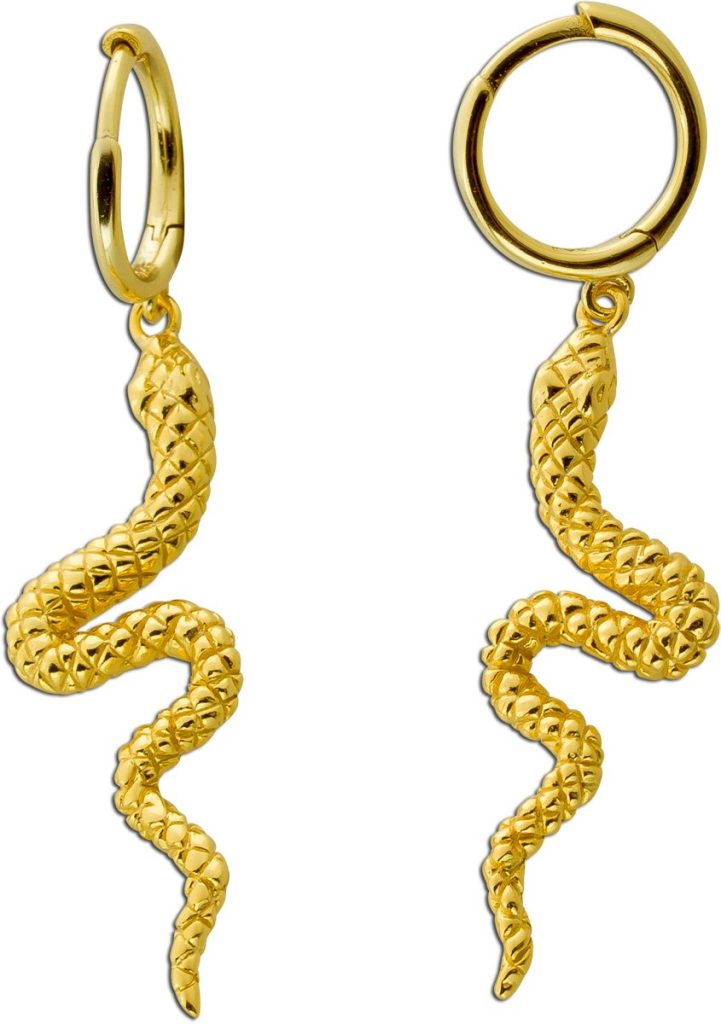 Schlangen Ohrringe Creolen Silber 925 Gelbgold vergoldet