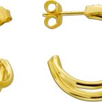 Ohrstecker Creolen Silber 925 Gelbgold vergoldet weiße Zikonia