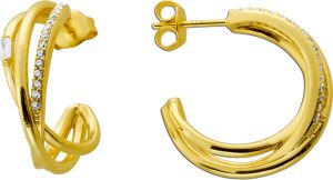 Ohrstecker Creolen Silber 925 Gelbgold vergoldet weiße Zikonia