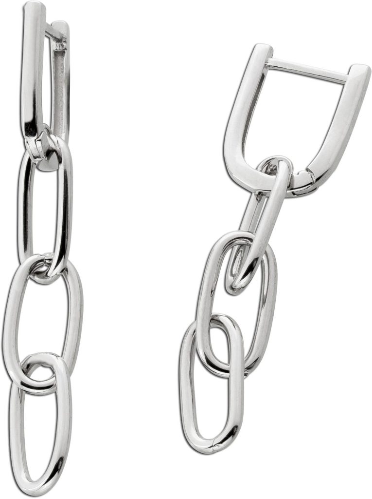 Creolen Ohrringe Paperclip Design Silber 925 rhodiniert
