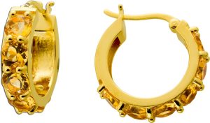 Citrin Creolen 21mm Silber vergoldet gelbe Natur Edelsteine