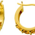 Citrin Creolen 21mm Silber vergoldet gelbe Natur Edelsteine