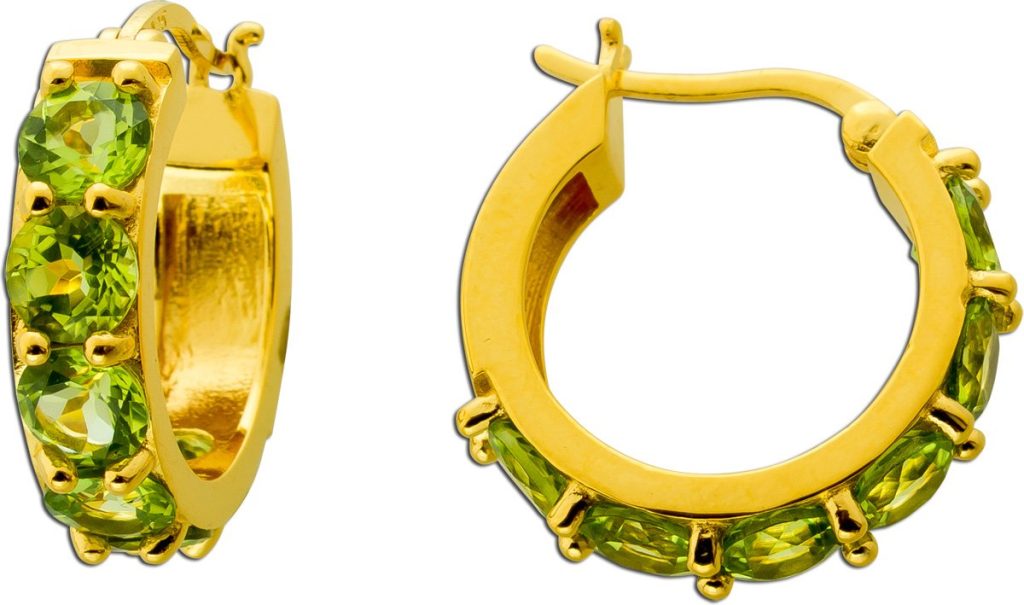 Peridot Creolen 21mm Silber vergoldet grüne Natur Edelsteine